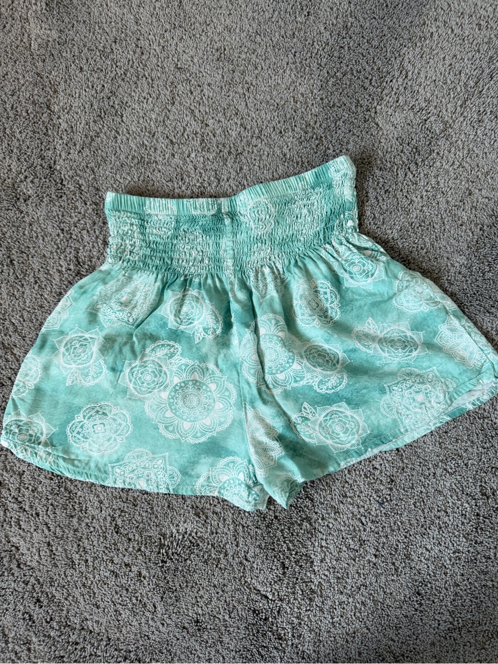 Lotus & Luna Light Teal Floral Smocked Waist Shorts
